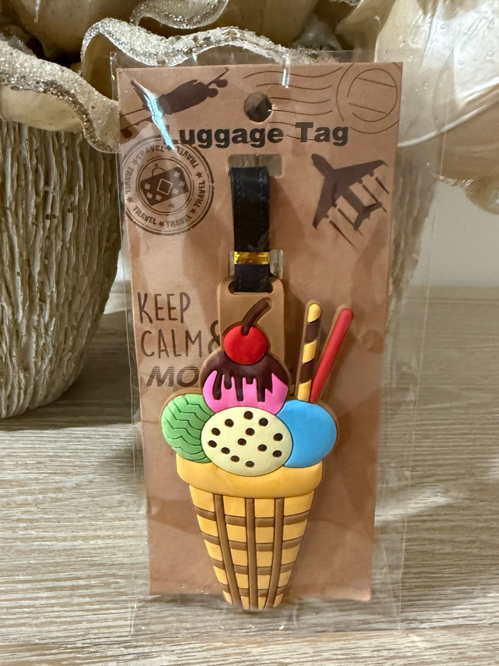 NIP 3D Ice Cream Cone Luggage Tag - Cut Silicone Bag ID